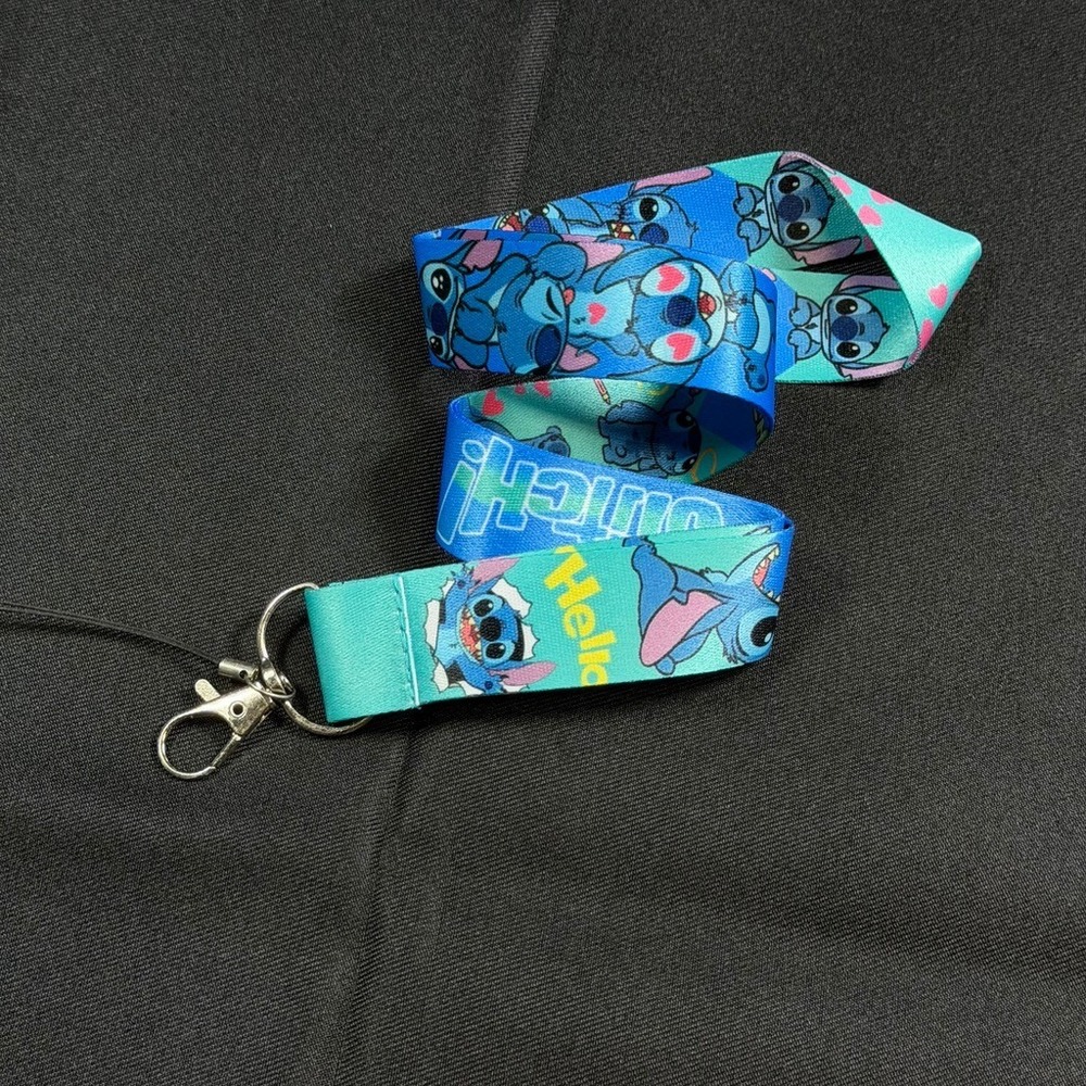 Disney Lilo and Stitch Blue Lanyard Keychain ID Badge Holder Key Ring